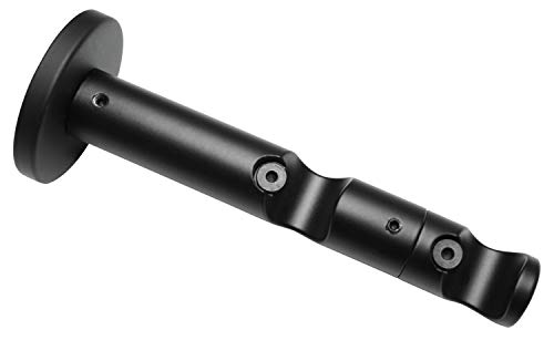 Gardinia Memphis Series Double Combination Bracket with Metal Mounting Plate for Curtain Rods, 2-Track Open, All Mounting Parts Included, Diameter 16 mm, Metal, Matt Black, 7.5/5 cm