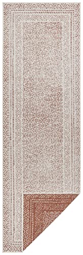 Hanse Home Flat Weave Reversible Rug Frame for Indoor and Outdoor Use (100% Polypropylene, UV and Weather Resistant, Suitable for Underfloor Heating), 80 x 250 cm, Terracotta/Cream