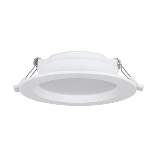 Eglo LED recessed Spotlight Idun-E, Round Ceiling spot, White Plastic Light Fixture, Warm White lamp, Ø 11.7 cm