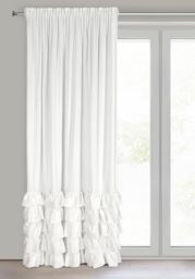 Eurofirany Carli Velvet Curtain with Ruffle, Velvet Curtain with Ruffle Tape, 1 Piece, Opaque, Blackout, Exclusive Curtain for Living Room, Bedroom, 140 x 250 cm, White