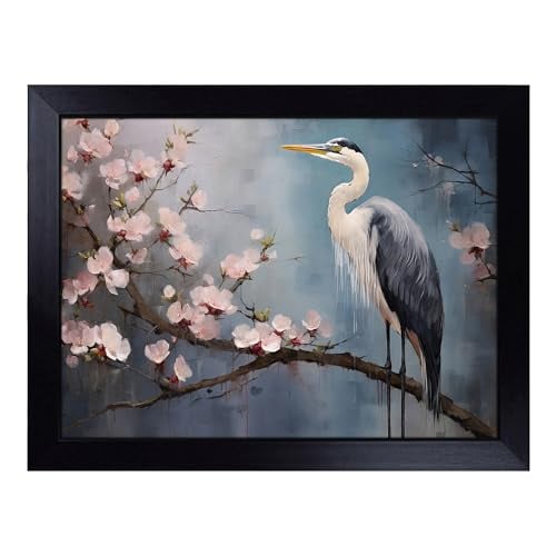 Lap Tray with Bean Bag Cushion, Heron Contemporary - Handmade in the UK, Raised Wooden Edge, Padded Cushion, Heat-Resistant Wipe-Clean Surface, for Meals, Laptops and Crafts