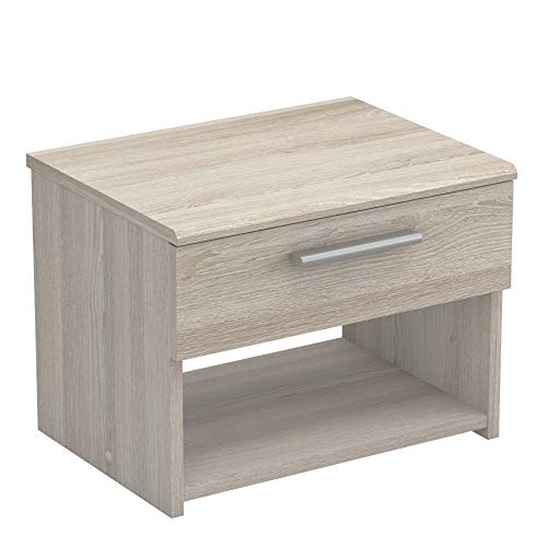 Demeyere - Table de Chevet Style Contemporain - Design Sobre et Épuré - 1 Tiroir Coulissant et 1 Niche - Collection PRICY 2