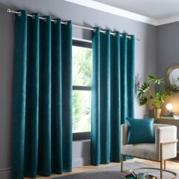 Fusion Eyelet Curtains – Forest Green – W90 x L72 (229 x 183cm) – 2 Panels – Thermal Cotton Drapes – Strata Collection – Window Treatment for Bedroom, Living Room & Doors – Blackout Style