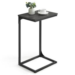 VASAGLE C-Shaped Side Table, Bedside Table, Sofa Side Table, with Metal Frame, Industrial, for Living Room, Bedroom, Misty Grey and Ink Black LET353B68