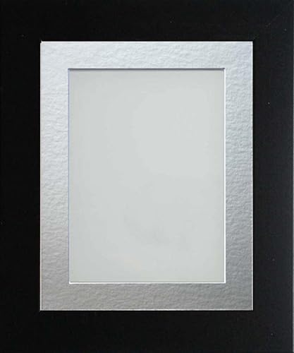 Frame Company Watson Matte Black Picture Photo Frame fitted with Perspex, A4 with Silver Mount for image size 9x6 inch