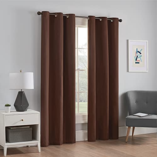 "Eclipse Blackout Curtains for Bedroom - Microfiber 42"" x 63"" Insulated Darkening Single Panel Grommet Top Window Treatment Living Room, Chocolate"