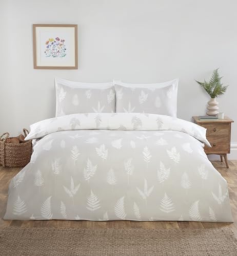 Rapport home Single Duvet Cover Set - Natural Floral Microfibre Bedding with Fitted Sheet & Pillowcase - Soft, Easy Care Complete Bedroom Decor (135x200cm)