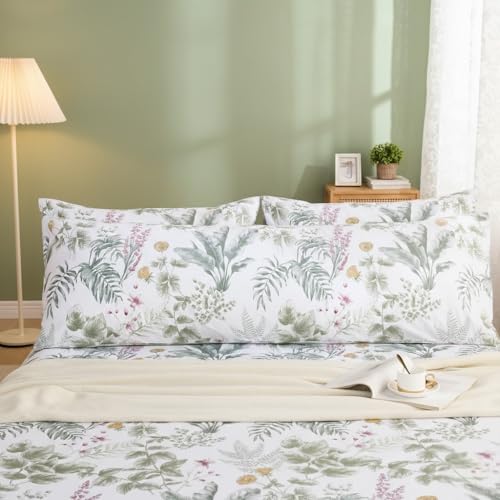 "Cozaline Body Pillowcases 100% Cotton Pillow Case, Green Tropical Botanical Pillow Cover, Soft & Breathable Envelope Closure Pillow Case Set (Body, 20""x54"")"