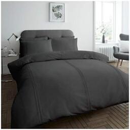 Gaveno Cavailia Premium Quality Dulwich Duvet Cover, Easy Care Soft & Cosy Quilt Bedding Set, Single Size, Charcoal, Polyester, 50% Cotton