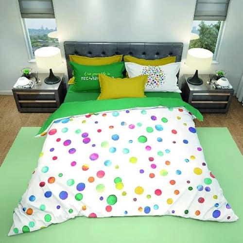 Homemania Technicolor Geometric Single Duvet Cover Set with Pillowcase for Bed 150 x 200 cm Cotton Multi-Coloured, Multicolored