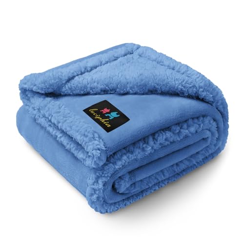 "Luciphia Waterproof Pet Blanket, Liquid Pee Proof Dog Blanket for Sofa Bed Couch, Reversible Sherpa Fleece Furniture Protector Cover for Small Medium Large Dogs Cats, Navy Blue Small???40"" x 28""???"