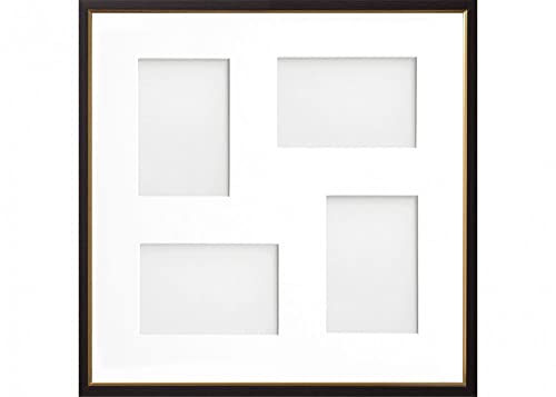 Frame Company Drayton Multi Aperture Photo Frame, Black with Gold Inset, 40x40cm for 6x4 inch (x4 mix)