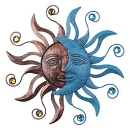 MUMTOP 13.26 Inch Metal Sun Moon Wall Decor, Inspiational Wall Sculpture Hanging Decorations Art for Indoor Outdoor Home Living Room Office Yard Garden