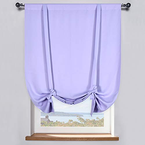 DONREN Lilac Purple Curtain Thermal Insulated Tie Up Window Shade Light Blocking Curtains for Bathroom, Rod Pocket 1 Panel- 34in Wide by 63in Long