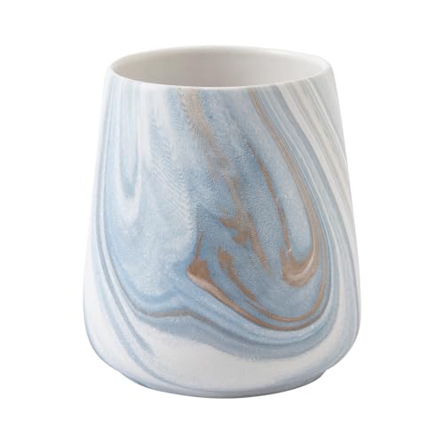 Marble Blue Toothbrush Holder for Bathroom - Ceramic Tooth Brushing Holders, Toothbrush Cup, Toothpaste Organizer for Bathroom Countertop, Makeup Brush Holder, Pen Holder for Home Desktop Storage