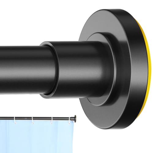CorkLatta Black Shower Curtain Rod 31 to 80 Inch,1 Inch Diameter Adjustable Spring Tension Stainless Steel Telescoping Rod,Easy Install,No Rust