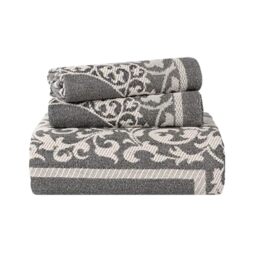Superior Cotton Blend Bedspread Set, Includes Oversized Bedspread and 2 Matching Pillow Shams, Light Weight Blanket, Bedding Decor, Jacquard Vintage Floral Mandala, Lyron Collection - King, Charcoal
