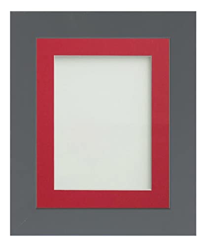 Frame Company Watson Grey Picture Photo Frame fitted with Perspex, 10x8 inch with Red Mount for image size 6x4 inch