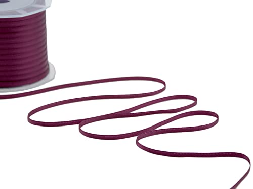 Furlanis - Double Satin Ribbon, Decoration, Gift, Christmas Packing, Wedding, Party, Made in Italy - Dark Burgundy, 3 mm x 50 m