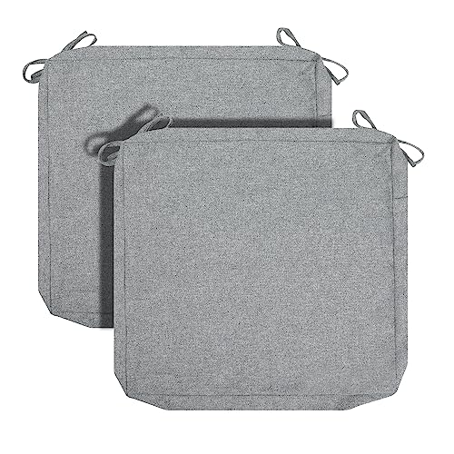 "FUNHOME 2 Pack Outdoor Cushion Covers 24"" x 22"" x 4"", No Insert! Chair Cushion Cover for Outdoor Furniture, Patio Chair Cushion Covers with Zipper and Tie, Replacement Cover Only(Light Grey)"