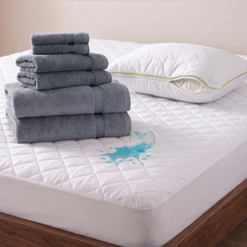 BERIBO Comfort Towel Set with Pillow & Mattress Protector (Small Double, Grey)