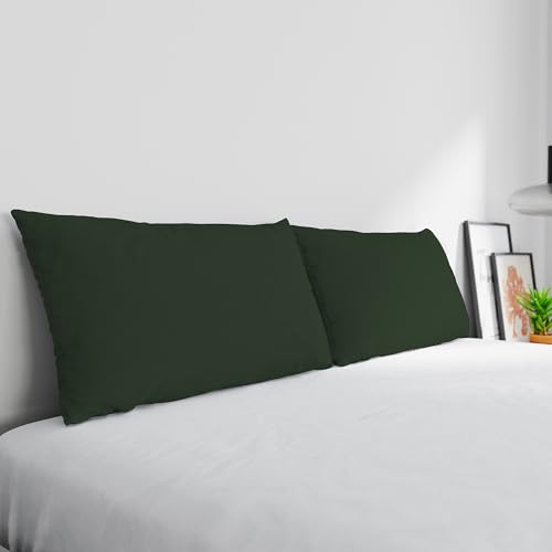 Max Color Pair of Pillowcases 100% Cotton, Made in Italy, Pillowcase Size 50 x 80 cm with Inner Flap, Solid Colour – Olive Green