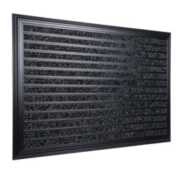 Relaxdays Doormat, 60x40 cm, aluminium frame, weatherproof, non-slip, indoor & outdoor, dirt-trapping, black