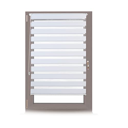 Relaxdays Double Blinds, Klemmfix without Drilling, Side-Pull Shades, Duo Roller Blinds for Windows, Fabric, 90x150 cm, White