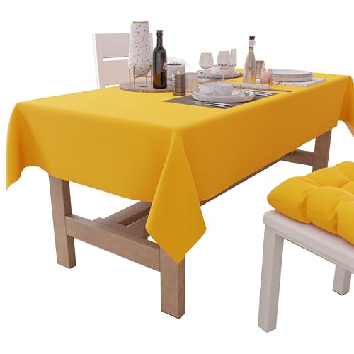 PETTI Artigiani Italiani - Rectangular Tablecloth, Elegant Tablecloth, Plain Cotton Tablecloth, Kitchen Table Cover, Yellow Tablecloth X24 Seater (140 x 450 cm), 100% Made in Italy
