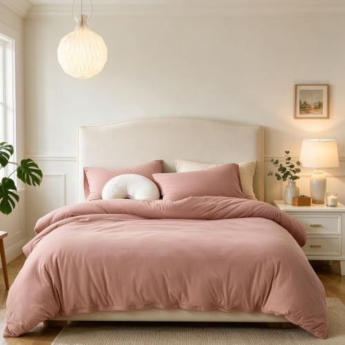 CLOTHKNOW Pink Comforter Set Twin 3Pcs Dusty Rose Bedding Comforter Sets Girls Kids Comforter Mauve Comforter with 2 x Pillowcases