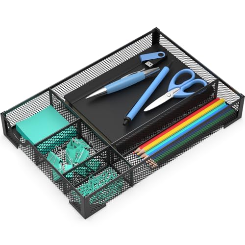 ITAYVAN Office Organization and Storage, Metal Mesh Office Storage, Tray Box Accessories for Desktop, Bathroom, Kitchen, Makeup, Vanity