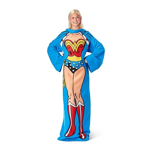 "Northwest Wonder Woman Adult Silk Touch Comfy Throw Blanket with Sleeves, 48"" x 71"""