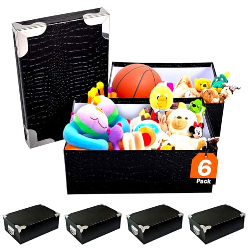 Avilia Storage Boxes Set of 6 Boxes in Different Sizes Boxes with Lids and Handles Containers for Organisation Around the House Black with Crocodile Pattern Cardboard