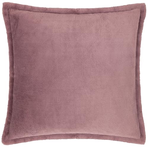 furn. Kallu Faux Fur Polyester Filled Cushion – Soft Fluffy Decorative Cushion with Oxford Edge (Mulberry - 45x45cm)