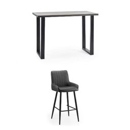 Julian Bowen Brooklyn Bar Table & 2 Bar Stools Black - H108xW140cm