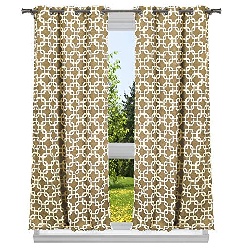 Blackout 365 Trellis Pattern Blackout Curtain Set, Wheat, 37x84