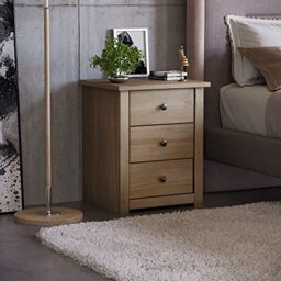 VIDA DESIGNS Panama Bedside Chest 3 Drawer, Natural Oak Waxed Bedroom Furniture