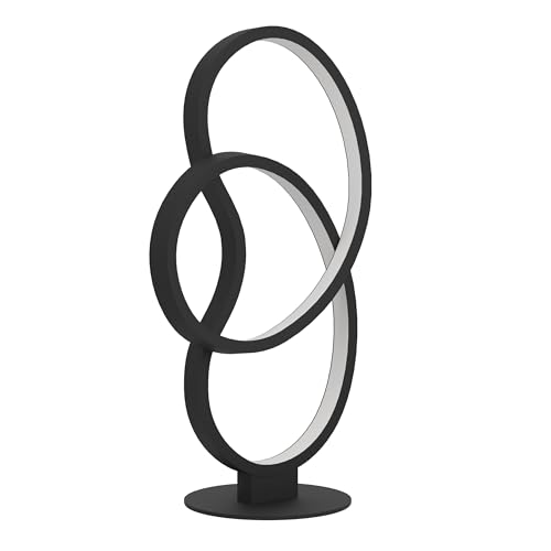 Eglo LED Bedside Table lamp Gianella, Curved Light Fitting, Living Room and Bedroom Lighting, Decorative Spotlight Made of Black Metal, Warm White
