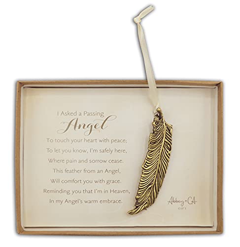 Abbey & CA Gift Bo Passing Angel Feather Ornament On White Ribbon