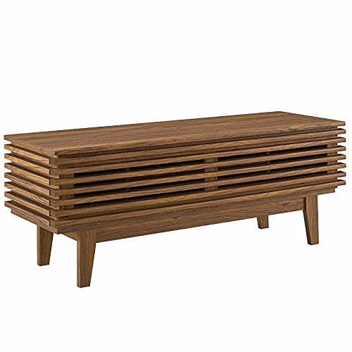 "Modway Render 46"" Mid-Century Modern Low Profile TV Stand in Walnut"