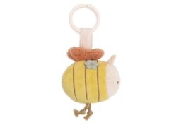 Jollein Pram Toy - Pretty Picnic - Bee - For Pram & Car Seat - With Crinkle Paper & Bell - Sensory Toy for On the Go - With Plastic Ring - Baby Toy