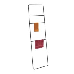 Relaxdays Towel Ladder, 3 Rungs, Drying Rack for Clothes, HxD: 180.5 x 55.5 cm, Bathroom, Blanket Holder, Metal, Black