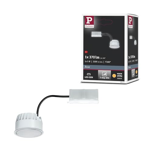 Paulmann Base 93077 LED Recessed Light Module 1 x 5 Watt Dimmable Opal 3000 K Coin 5 W
