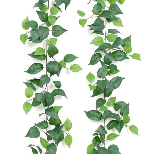 "Dremisland 2PCS Artificial Ivy Vines Garland 71"" Scindaps Garland Fake Vines with Silk Green Leaves Faux Hanging Greenery Plants for Home Bedroom Wall Patio Party Wedding Decor (Ivy, 2PCS)"