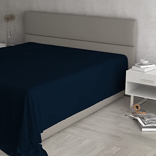 MAX COLOR Top Sheet, 100% Cotton, Plain, Dark Blue, Maxi Double 270 x 300 cm