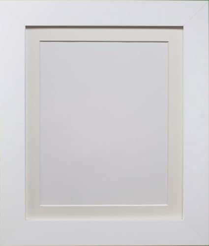 "FRAMES BY POST Metro White Picture Photo Frame with Ivory Mount 10"" x 8"" For Pic Size 7"" x 5"""