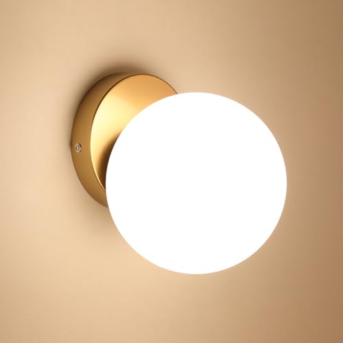 Comely Modern E27 Wall Lamp, Wall Light with Antique Gold Base, Wall Light Interior Lighting for Stairs, Bedrooms and Corridors