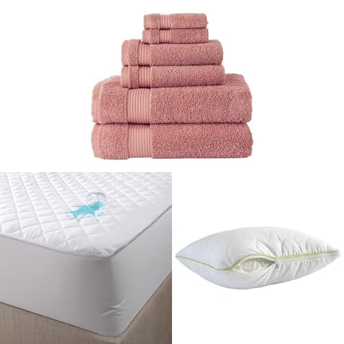 BERIBO Serenity Towel Set with Pillow & Mattress Protector (Small Double, Canyon Clay)