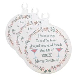 Merry For Best Friend Hanging Wood Bauble Funny Friendship Gift (Pack of 3)