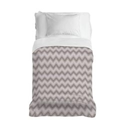 PENSIERI DELICATI Bedspread 220 x 280 cm, Single 100% Cotton Pique, Ideal as a Furniture, Double Bed Blanket, Beige Zigzag Pattern, 100% Made in Italy
